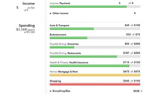 Mint Budget Example