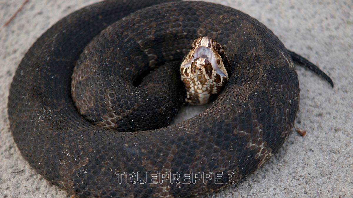 Cottonmouth getting defensive in the sand