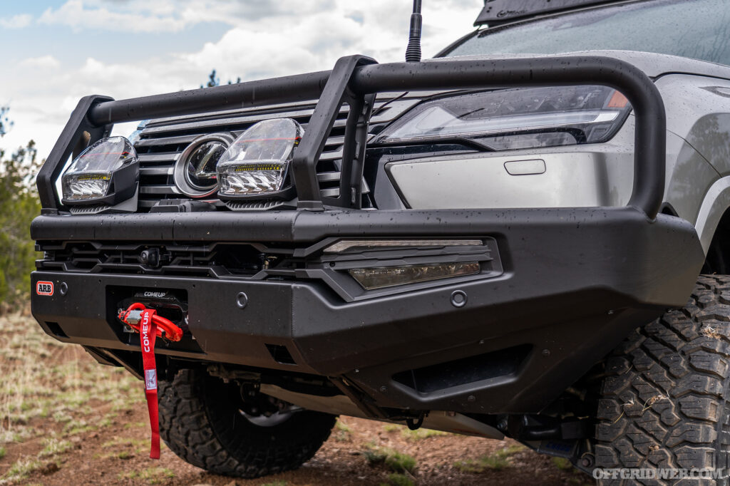 Photo of the front bumper of the 2023 Ultimate Overland Vehicle, a heavily modified 2022 Lexus LX600.