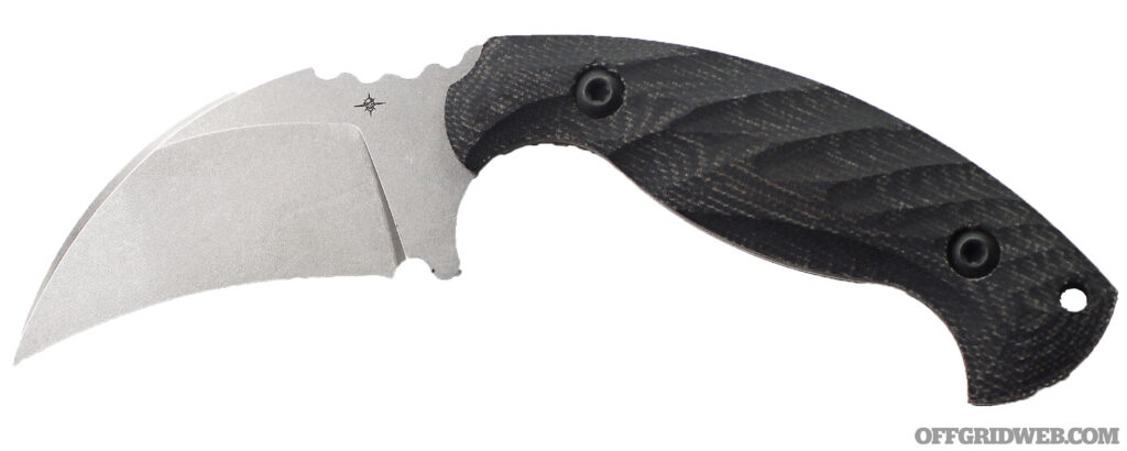 Studio photo of the Toor Karsumba hawkbill blade in the open position.