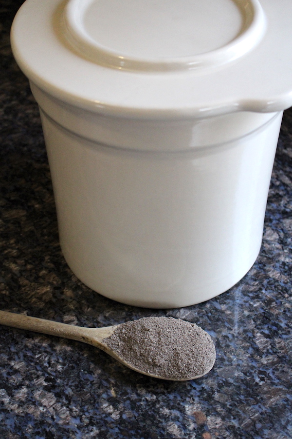 Storing cheese preserved in wood ash in a stoneware crock