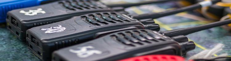 different walkie talkies in a row