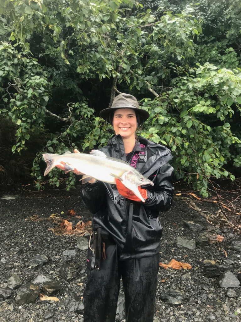 Photo of Fairchild fishing in Alaska.