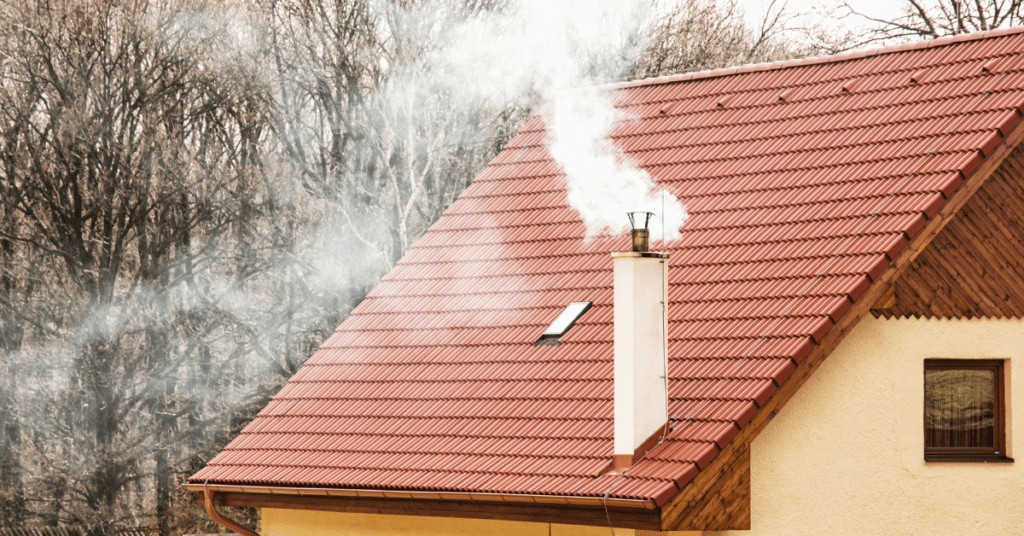 chimney releasing a plume of smoke