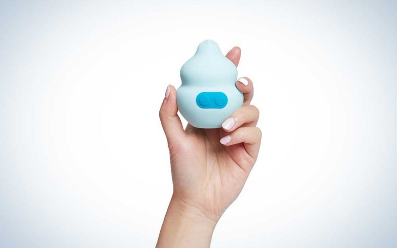 A blue Unbound Squish sex toy on a plain background