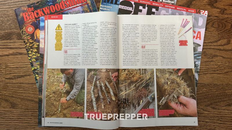 Prepper Survival Guide Magazine Fire Starting Article