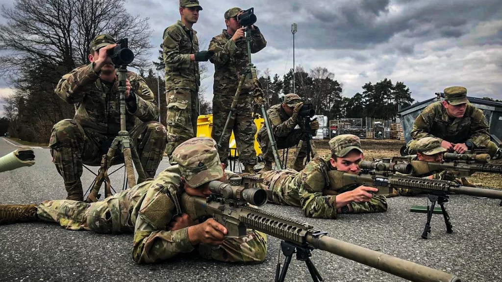 Military men doing training regimen.